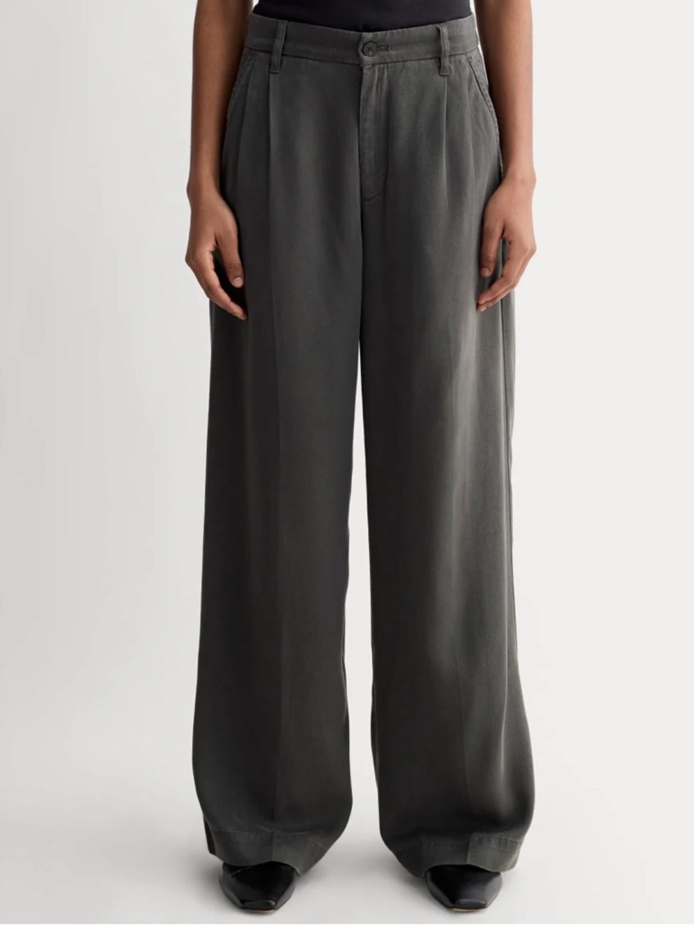 New Everlane THE TROUSER IN BUTTERSOFT Gray Wide Leg Pants Size 10